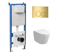 Комплект 3 в 1: Grossman инсталляция 900.K31.01.000+клавиша 700.K31.01.300.300 золото глянцевый+унитаз GR-4477S