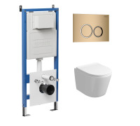 Комплект 3 в 1: Grossman инсталляция 900.K31.01.000+клавиша 700.K31.01.310.310 золото матовый+унитаз GR-4477SQ