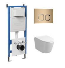 Комплект 3 в 1: Grossman инсталляция 900.K31.01.000+клавиша 700.K31.02.310.310 золото матовый+унитаз GR-4477S