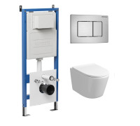 Комплект 3 в 1: Grossman инсталляция 900.K31.01.000+клавиша 700.K31.04.12M.12M хром сатиновый+унитаз GR-4477S