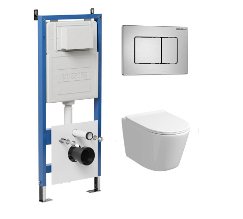 Комплект 3 в 1: Grossman инсталляция 900.K31.01.000+клавиша 700.K31.04.12M.12M хром сатиновый+унитаз GR-4477SQ