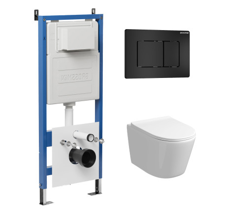 Комплект 3 в 1: Grossman инсталляция 900.K31.01.000+клавиша 700.K31.04.21M.21M черный матовый+унитаз GR-4477S