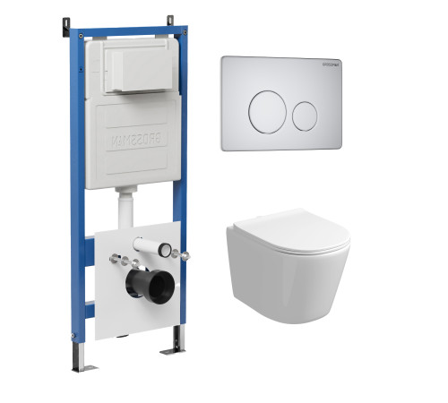 Комплект 3 в 1: Grossman инсталляция 900.K31.01.000+клавиша 700.K31.05.01M.01M белый матовый+унитаз GR-4477SQ