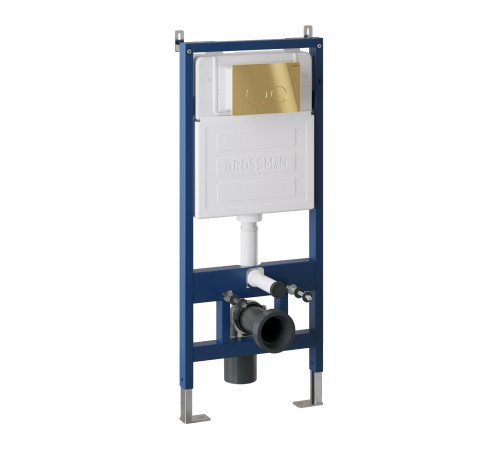 Комплект 3 в 1: Grossman инсталляция 900.K31.01.000+клавиша 700.K31.05.30M.30M золото глянцевый+унитаз GR-4477SQ