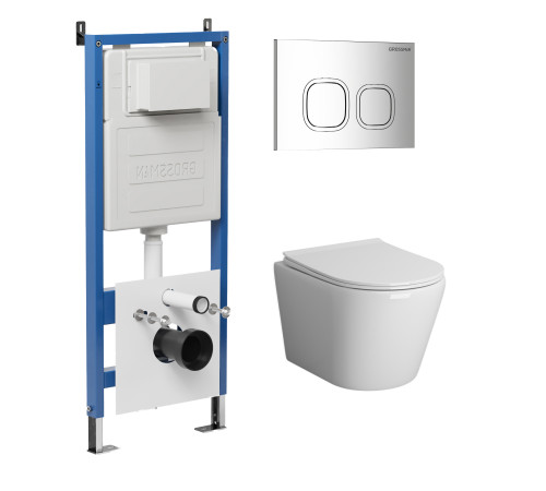 Комплект 3 в 1: Grossman инсталляция 900.K31.01.000+клавиша 700.K31.02.100.100 хром глянцевый+унитаз GR-4478S