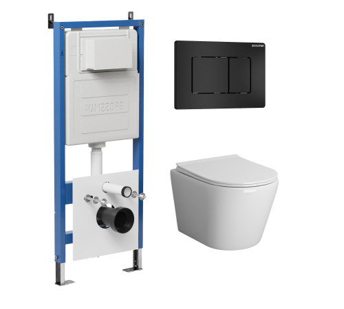 Комплект 3 в 1: Grossman инсталляция 900.K31.01.000+клавиша 700.K31.04.21M.21M черный матовый+унитаз GR-4478S