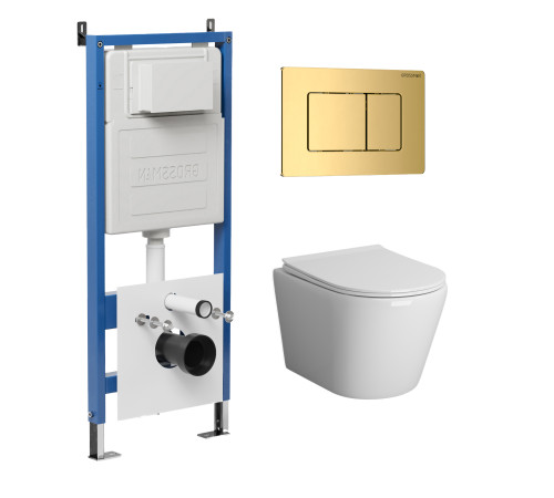 Комплект 3 в 1: Grossman инсталляция 900.K31.01.000+клавиша 700.K31.04.30M.30M золото глянцевый+унитаз GR-4478S