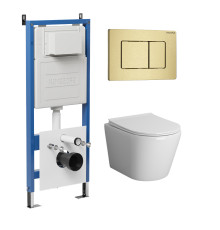 Комплект 3 в 1: Grossman инсталляция 900.K31.01.000+клавиша 700.K31.04.32M.32M золото сатиновый+унитаз GR-4478S