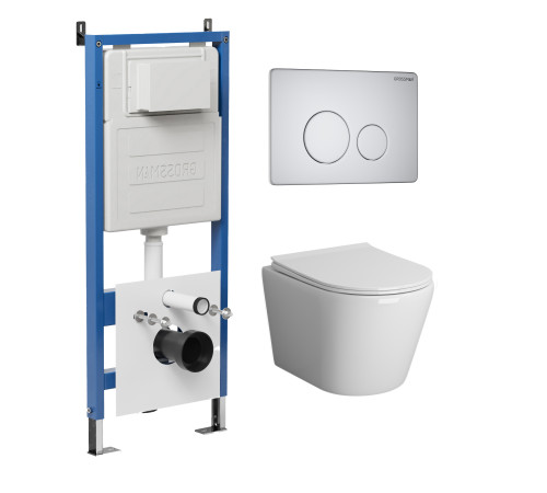 Комплект 3 в 1: Grossman инсталляция 900.K31.01.000+клавиша 700.K31.05.01M.01M белый матовый+унитаз GR-4478S