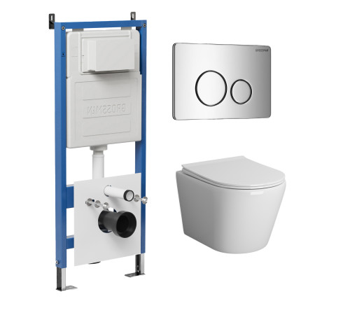 Комплект 3 в 1: Grossman инсталляция 900.K31.01.000+клавиша 700.K31.05.10M.10M хром глянцевый+унитаз GR-4478S