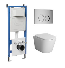 Комплект 3 в 1: Grossman инсталляция 900.K31.01.000+клавиша 700.K31.01.110.110 хром матовый+унитаз GR-4478BMS