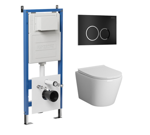 Комплект 3 в 1: Grossman инсталляция 900.K31.01.000+клавиша 700.K31.01.210.210 черный матовый+унитаз GR-4478SQ