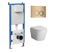 Комплект 3 в 1: Grossman инсталляция 900.K31.01.000+клавиша 700.K31.01.310.310 золото матовый+унитаз GR-4478SQ