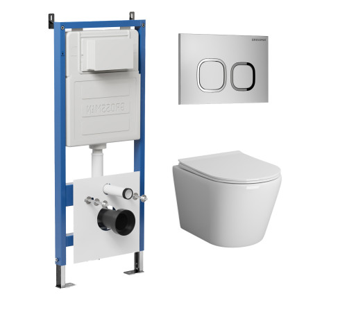 Комплект 3 в 1: Grossman инсталляция 900.K31.01.000+клавиша 700.K31.02.110.110 хром матовый+унитаз GR-4478BMS