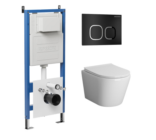 Комплект 3 в 1: Grossman инсталляция 900.K31.01.000+клавиша 700.K31.02.210.210 черный матовый+унитаз GR-4478BMS