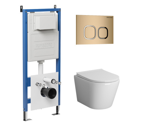 Комплект 3 в 1: Grossman инсталляция 900.K31.01.000+клавиша 700.K31.02.310.310 золото матовый+унитаз GR-4478SQ