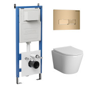 Комплект 3 в 1: Grossman инсталляция 900.K31.01.000+клавиша 700.K31.03.310.310 золото матовый+унитаз GR-4478BMS