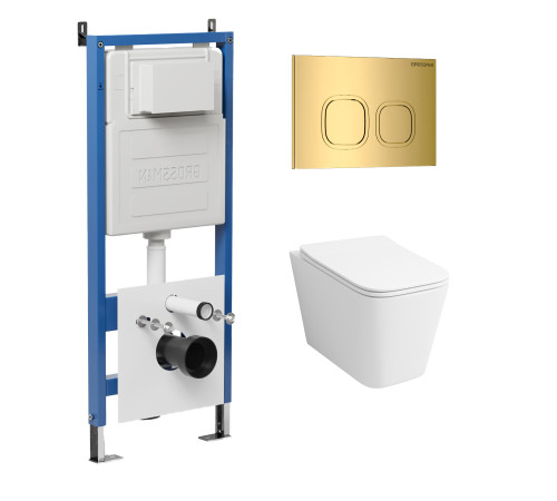 Комплект 3 в 1: Grossman инсталляция 900.K31.01.000+клавиша 700.K31.02.300.300 золото глянцевый+унитаз GR-4479SQ