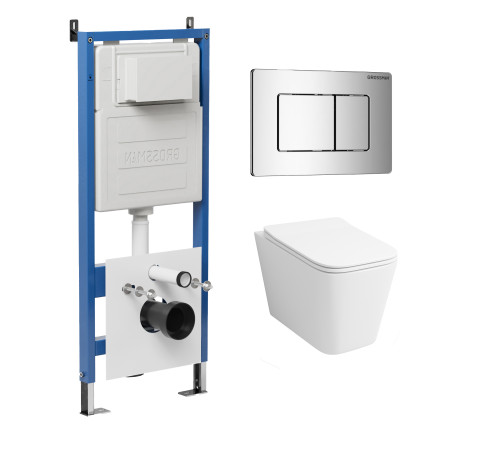 Комплект 3 в 1: Grossman инсталляция 900.K31.01.000+клавиша 700.K31.04.10M.10M хром глянцевый+унитаз GR-4479SQ