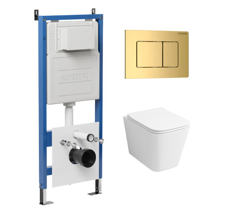 Комплект 3 в 1: Grossman инсталляция 900.K31.01.000+клавиша 700.K31.04.30M.30M золото глянцевый+унитаз GR-4479SQ