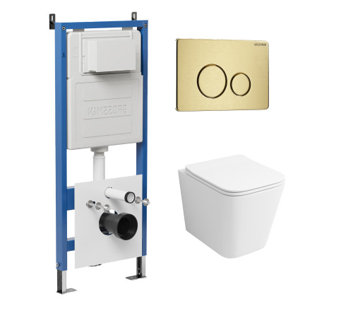 Комплект 3 в 1: Grossman инсталляция 900.K31.01.000+клавиша 700.K31.05.32M.32M золото сатиновый+унитаз GR-4479SQ