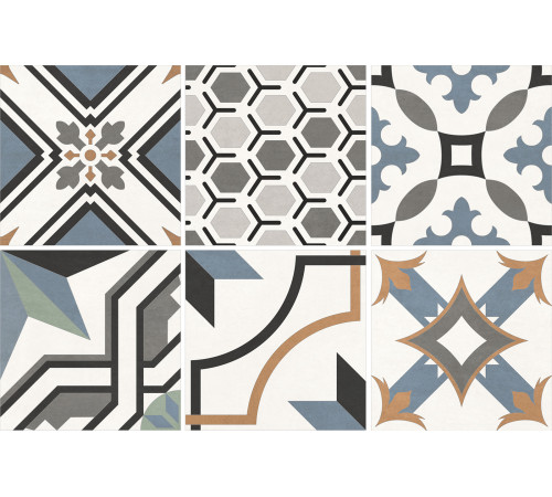 Керамогранит New Trend GP2020DMX23 Design Art Mix 2 20x20 микс матовый с орнаментом