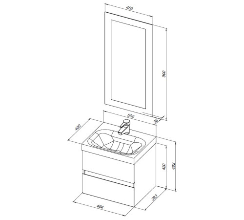 Мебель для ванной Aquanet Беркли 50 белый/дуб рошелье