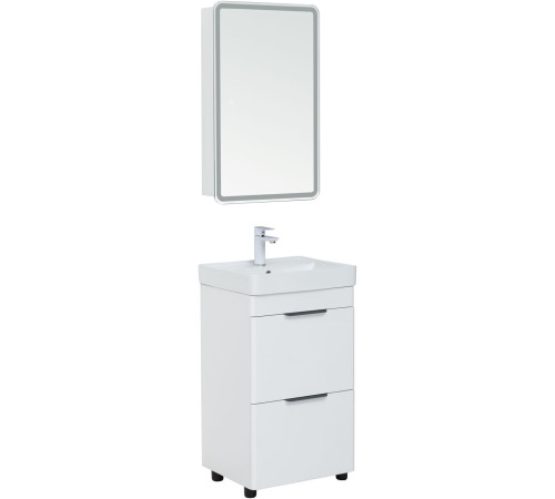 Тумба под раковину Aquanet Ирис new 50 белый глянец (2 ящика, ножки)