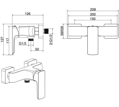 Смеситель для душа Allen Brau Infinity 5.21010-00 хром
