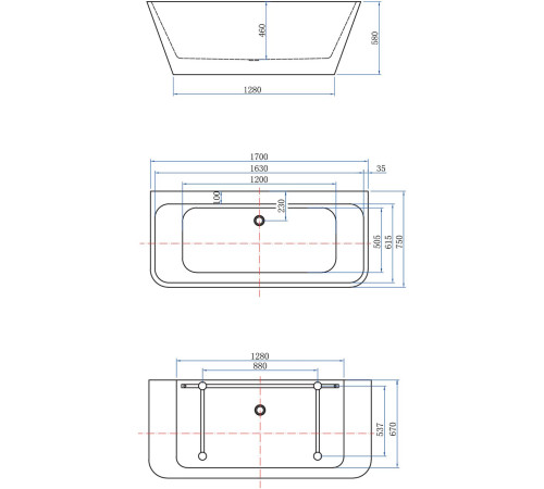 Акриловая ванна Aquanet Family Perfect 170x75 13775-MW-MB