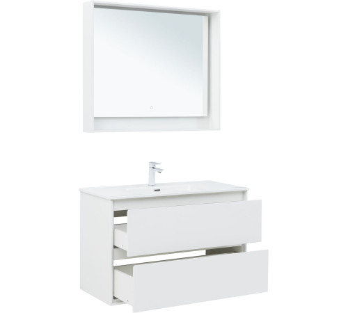 Тумба под раковину Aquanet Милан 100 белый глянец