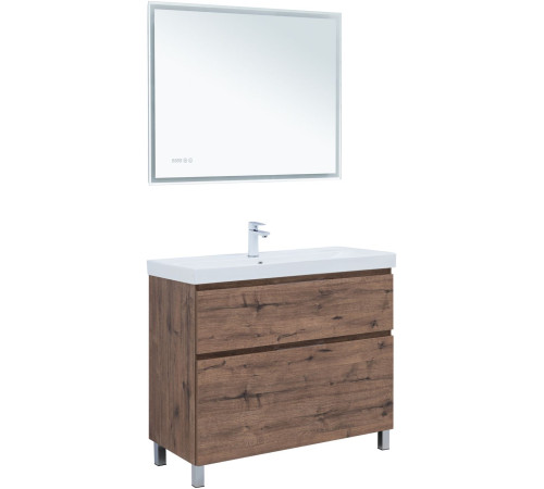 Тумба под раковину Aquanet Алвита New 100 напольная, дуб веллингтон табак