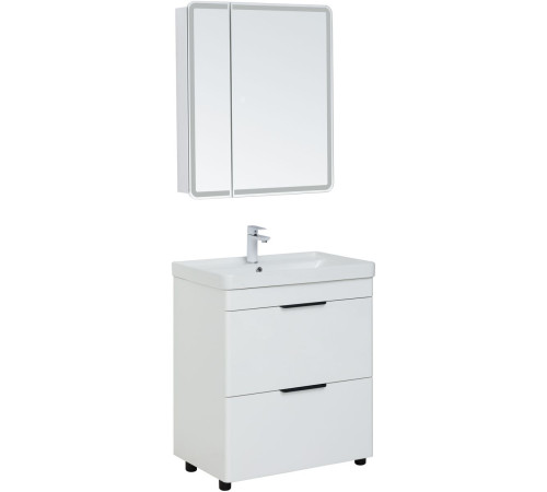 Тумба под раковину Aquanet Ирис New 70 белый глянец (2 ящика, ножки)