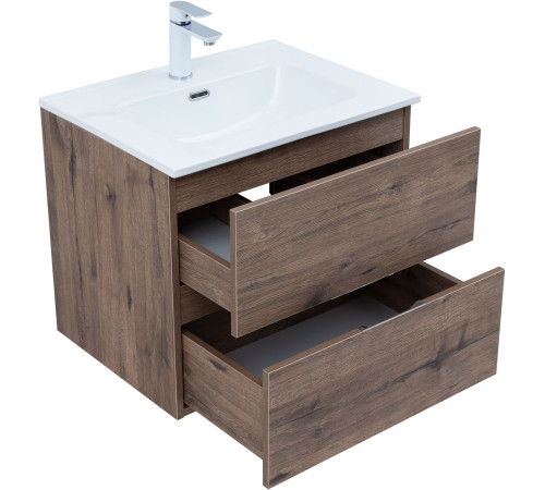 Тумба под раковину Aquanet Алвита New 60 2 ящика, дуб веллингтон табак