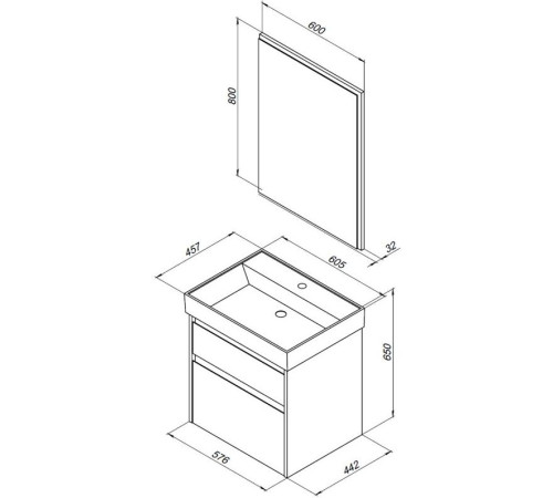 Тумба под раковину Aquanet Nova Lite 60 белый (2 ящика)