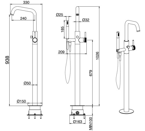 Смеситель для ванны Allen Brau Priority 5.31008-00 (с внутренней частью) хром