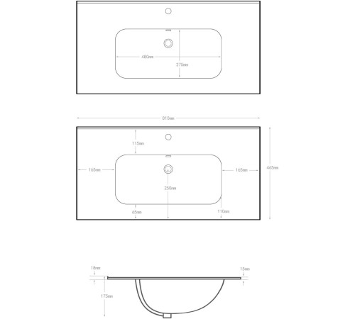 Раковина Aquanet Flat 80 черная матовая