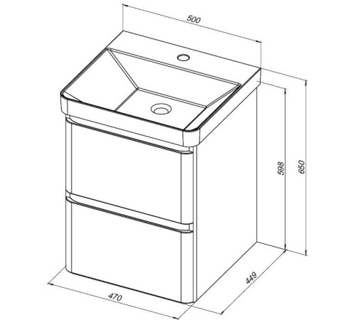 Тумба под раковину Aquanet Эмбер 50 белый матовый