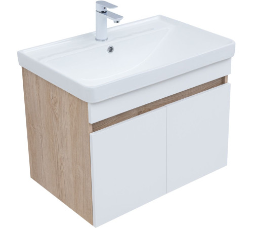 Тумба под раковину Aquanet Оптима 80 дуб светлый/белый сатин