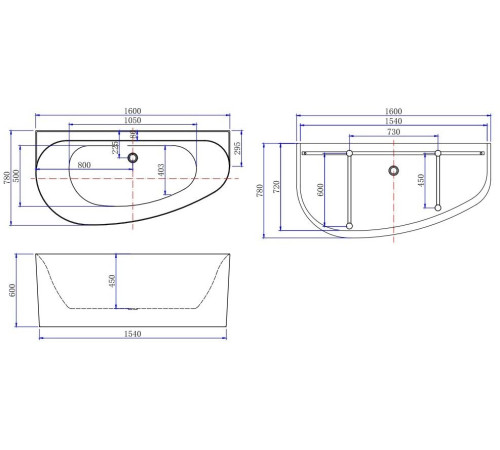 Акриловая ванна Allen Brau Priority 5 В 160x78 2.31005.21B/AM