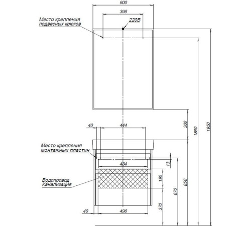 Мебель для ванной Aquanet Nova Lite 60 дуб рустикальный (2 ящика)