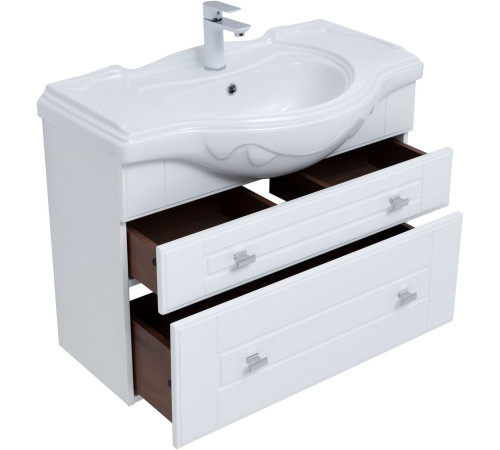 Тумба под раковину Aquanet Рондо 85 белый глянец