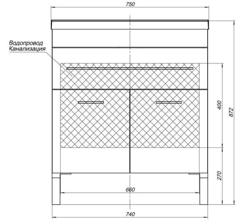 Тумба с раковиной Aquanet Верона 75 белый (напольная 1 ящик 2 дверцы)