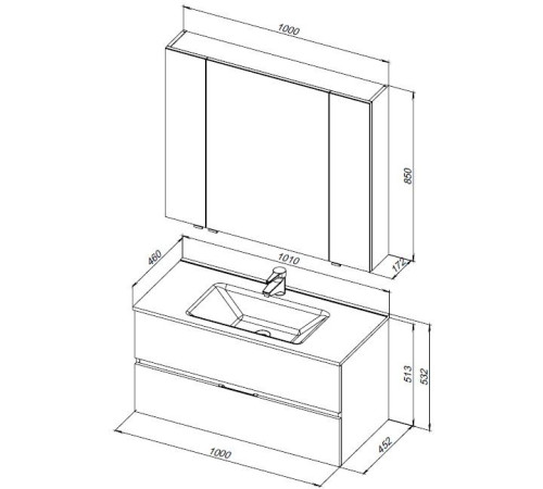 Мебель для ванной Aquanet Алвита New 100 2 ящика, белый матовый