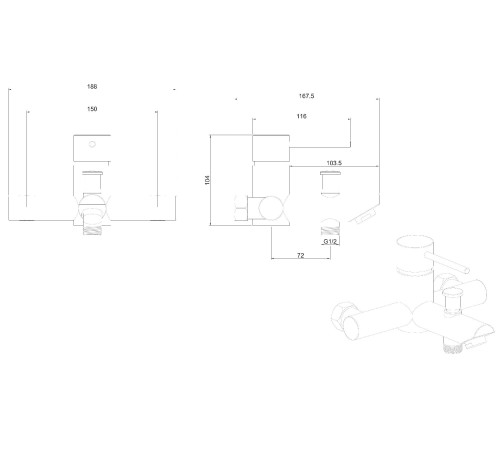 Смеситель для ванны Allen Brau Glority 5.51003-00 хром