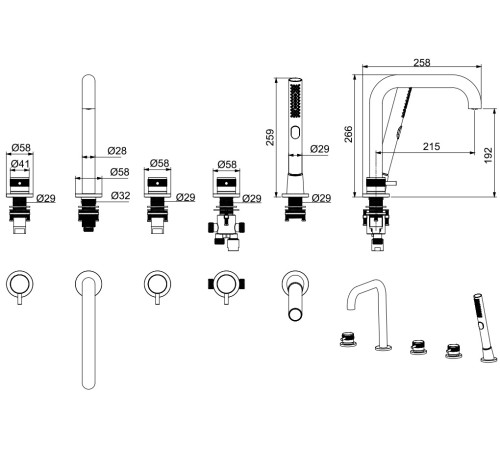 Смеситель на борт ванны Allen Brau Priority 5.31007-31 (с внутренней частью) черный матовый