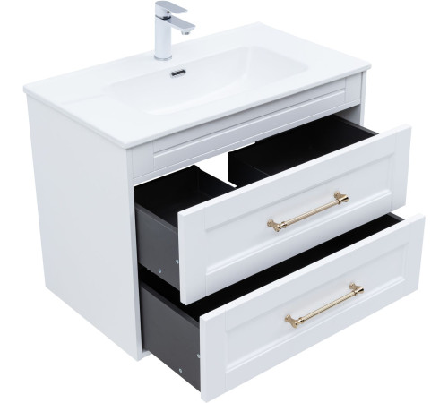 Тумба под раковину Aquanet Бостон new 80 белый сатин (ручки золото)