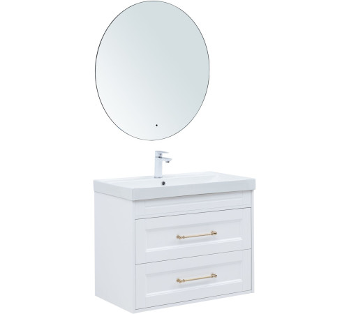 Тумба под раковину Aquanet Бостон new 80 белый сатин (ручки золото)