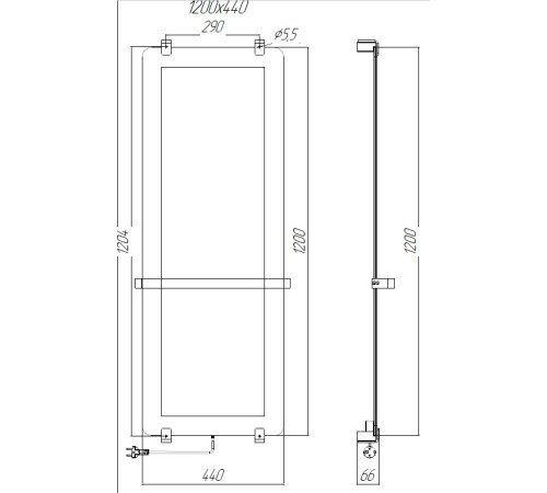 Полотенцесушитель электрический Allen Brau Infinity 120x44 с рейлингом 2.0 и креплением, медь браш