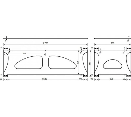 Фронтальный экран Aquanet Bright Stone 170х60